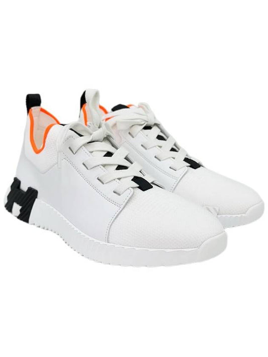 Depart Knit Calfskin Low Sneakers Blanc - HERMES - BALAAN 2