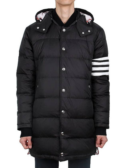 Men's 4 Bar Button Down Hooded Padding Black - THOM BROWNE - BALAAN 2