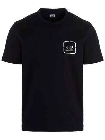 Metropolis Series Mercerized Jersey Reverse Graphic Short Sleeve T-Shirt Navy - CP COMPANY - BALAAN 1