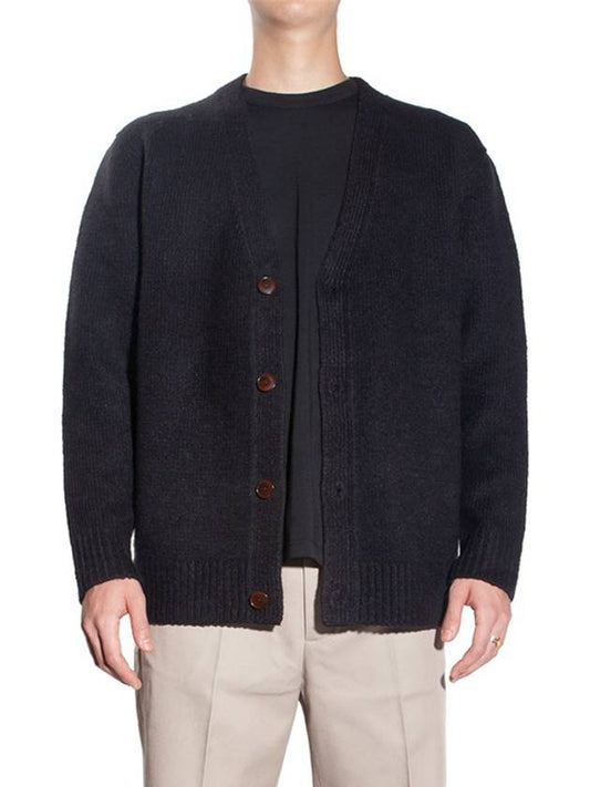 Men's Textured Wool Cardigan Black - ACNE STUDIOS - BALAAN.