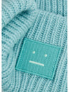 Face Patch Ribbed Wool Beanie Turquoise Blue - ACNE STUDIOS - BALAAN 4