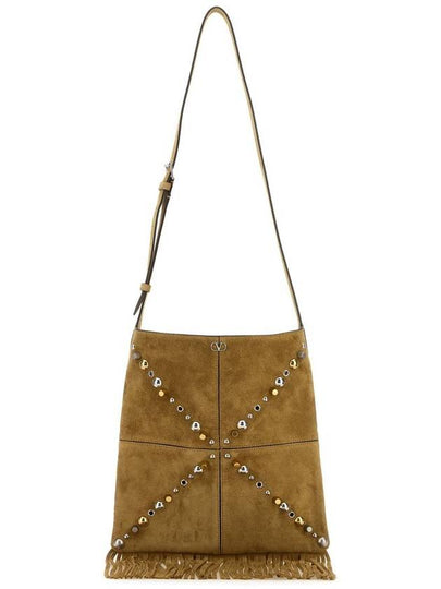 Nellcôte Embellished Fringed Edge Shoulder Bag Beige - VALENTINO - BALAAN 2