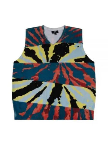 Printed Sweater Vest Blue - STUSSY - BALAAN 1