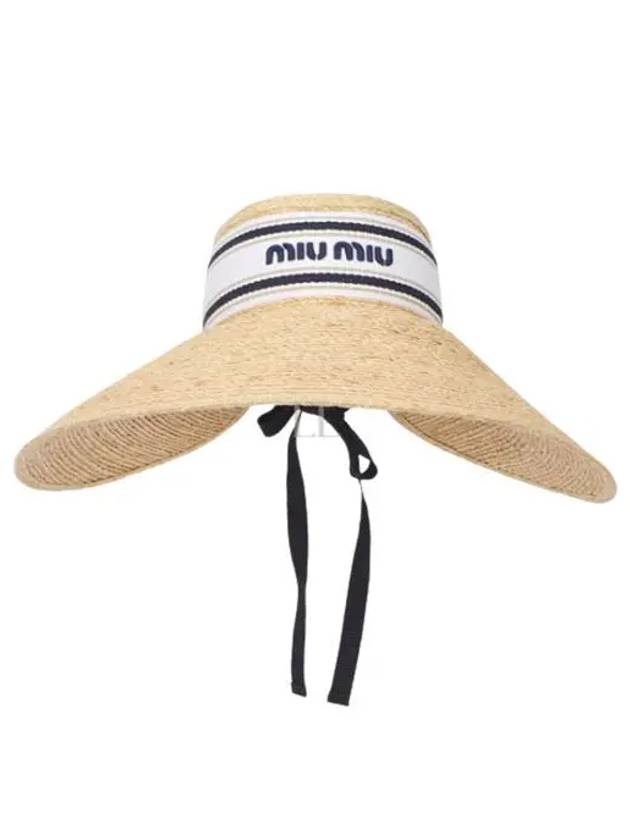 Logo Ribbon Raffia Bucket Hat Beige - MIU MIU - BALAAN 2