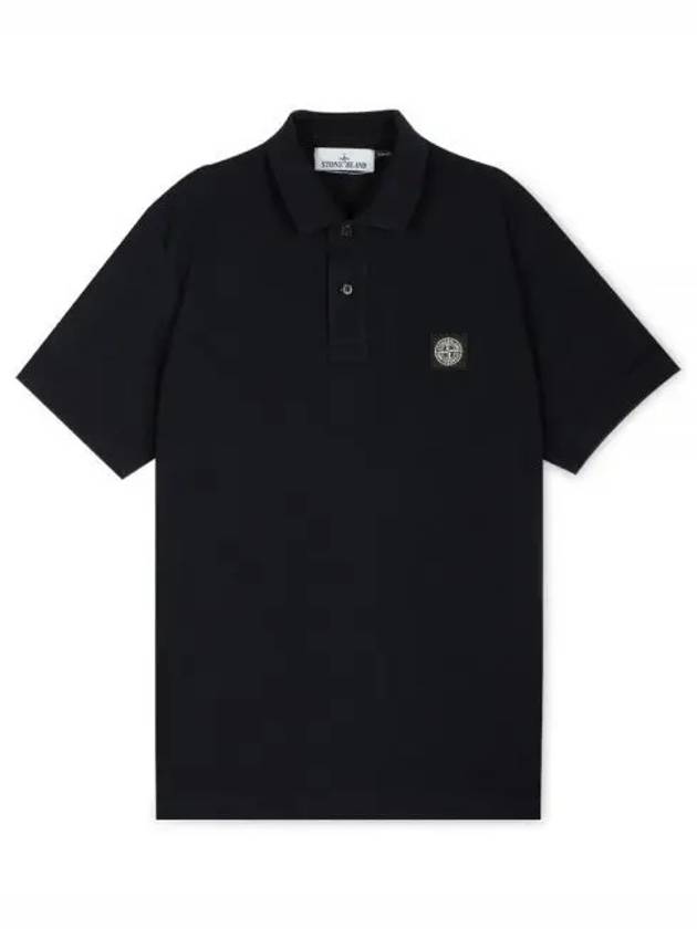 Pique Stretch Cotton Short Sleeve Polo Shirt Navy - STONE ISLAND - BALAAN 2