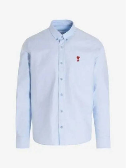 Button Down Cotton Oxford Long Sleeve Shirt Sky Blue - AMI - BALAAN 2