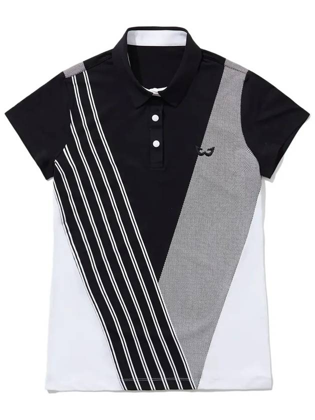 Golf Wear W Print Collar Short Sleeve Golf T-shirt WB21SUWT03BK Black - WHITEBALL - BALAAN 3