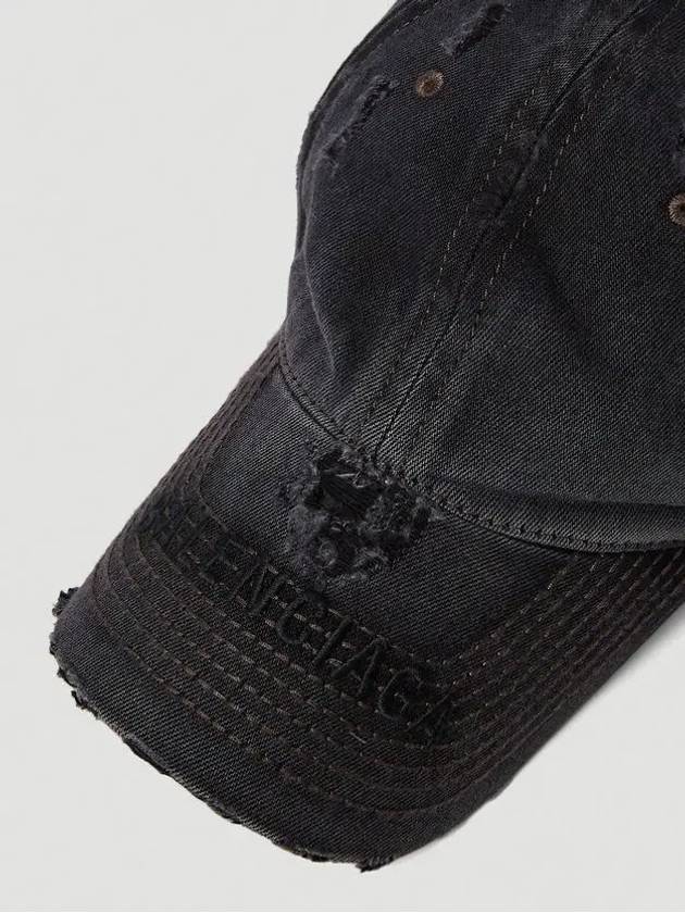 Distressed contrast topstitching denim baseball cap - BALENCIAGA - BALAAN 4