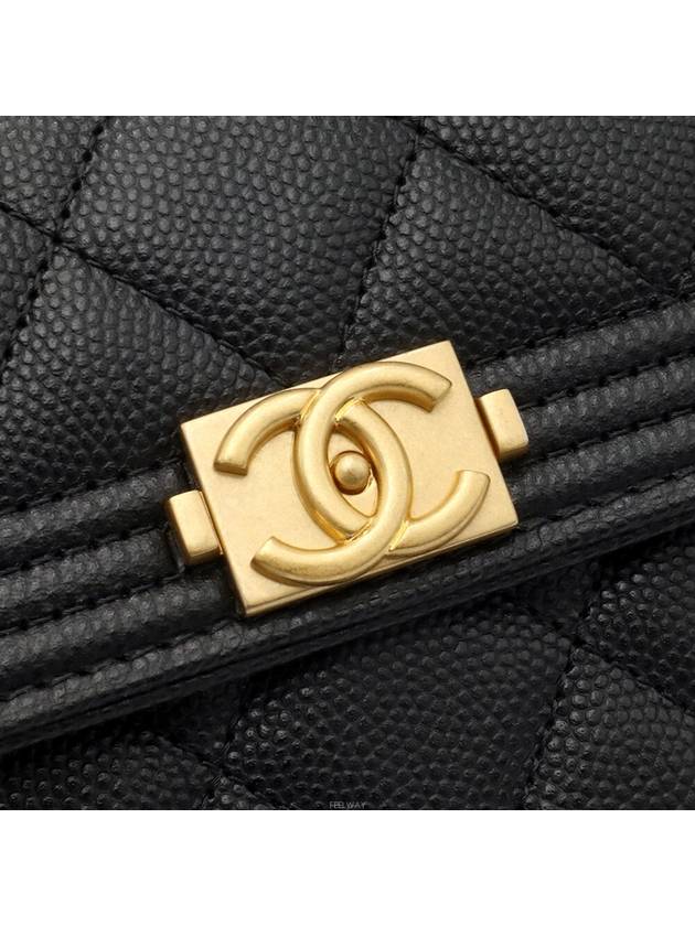 Black Caviar Gold Boy Long Flap Wallet Built in Chip A80286 - CHANEL - BALAAN 7