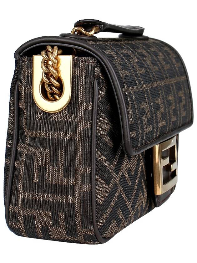 Baguette Chain FF Jacquard Medium Cross Bag Brown - FENDI - BALAAN 6