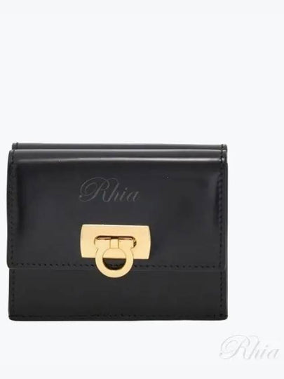 Gancini Compact Half Wallet Black - SALVATORE FERRAGAMO - BALAAN 2