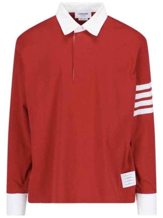 4-Bar Stripe Polo Shirt Red - THOM BROWNE - BALAAN 2