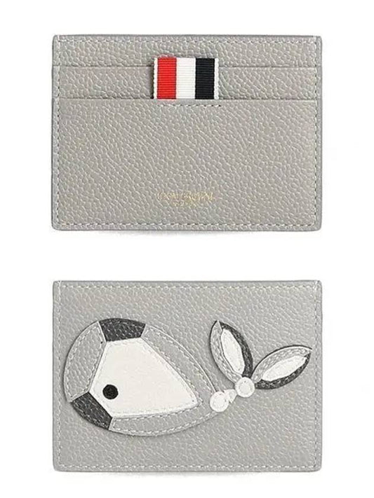 Whale Applique Pebble Card Wallet Grey - THOM BROWNE - BALAAN 2