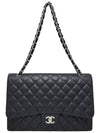 Women s A47600 Caviar Black Classic Maxi Silver Chain Shoulder Bag - CHANEL - BALAAN 5