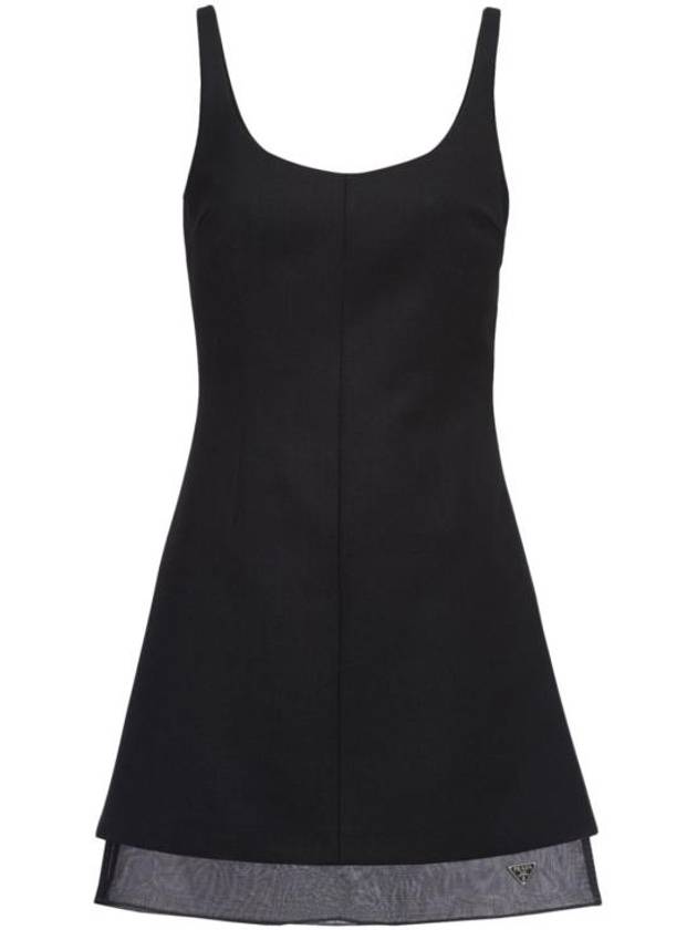 Triangle logo wool short dress black - PRADA - BALAAN 1