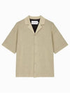 JEANS Men s Beige Camp Collar Texture Short Sleeve Sweater J325675 RAE - CALVIN KLEIN - BALAAN 2