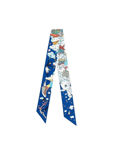 Sur Mon Nuage Twilly Scarf Blue - HERMES - BALAAN 1