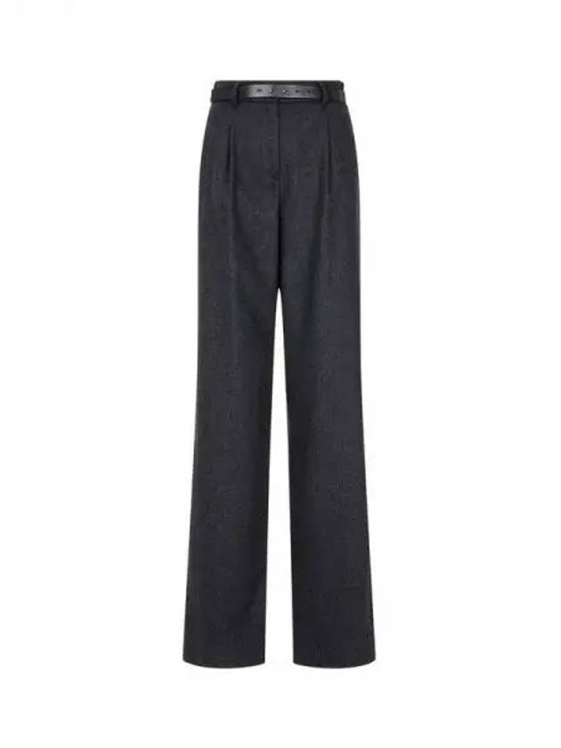 Women s Belted One Chin Wide Wool Pants Charcoal Gray 270296 - GIORGIO ARMANI - BALAAN 1