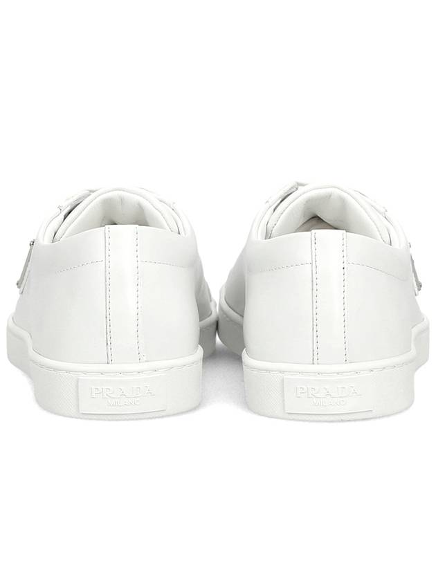 Brushed Leather Low Top Sneakers White - PRADA - BALAAN 6