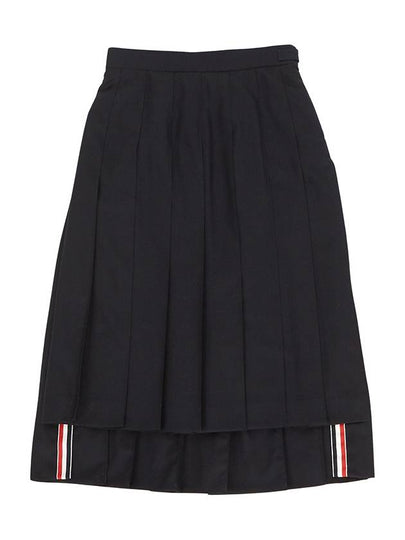 Super 120S Twill Below Knee Pleated Skirt Navy - THOM BROWNE - BALAAN 2