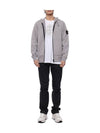 Garment Dyed Cotton Fleece Full Zip Hooded Jacket Light Grey - STONE ISLAND - BALAAN 4