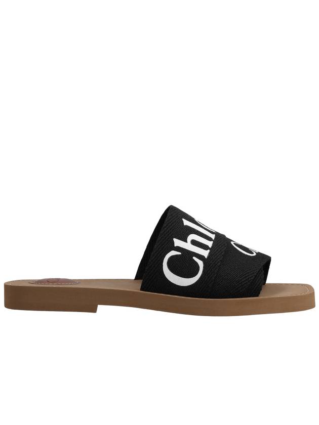 Woody Logo Flat Mule Slippers Black - CHLOE - BALAAN 2