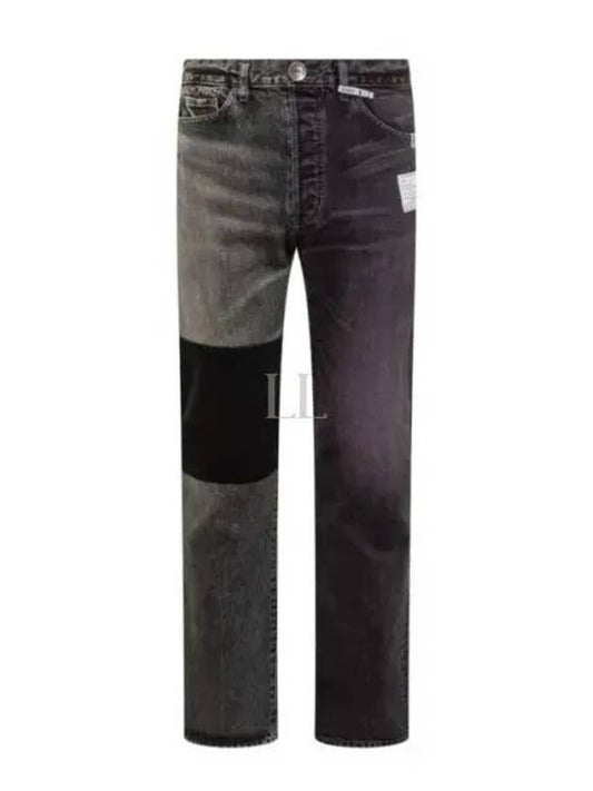 A10PT021 Black two tone straight denim pants - MIHARA YASUHIRO - BALAAN 1