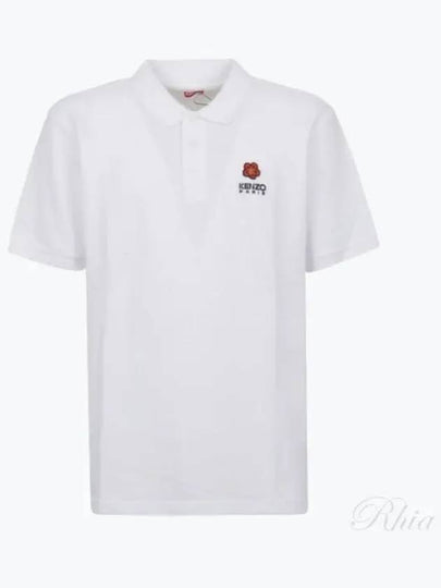 Boke Flower Embroidered Cotton Polo Shirt White - KENZO - BALAAN 2