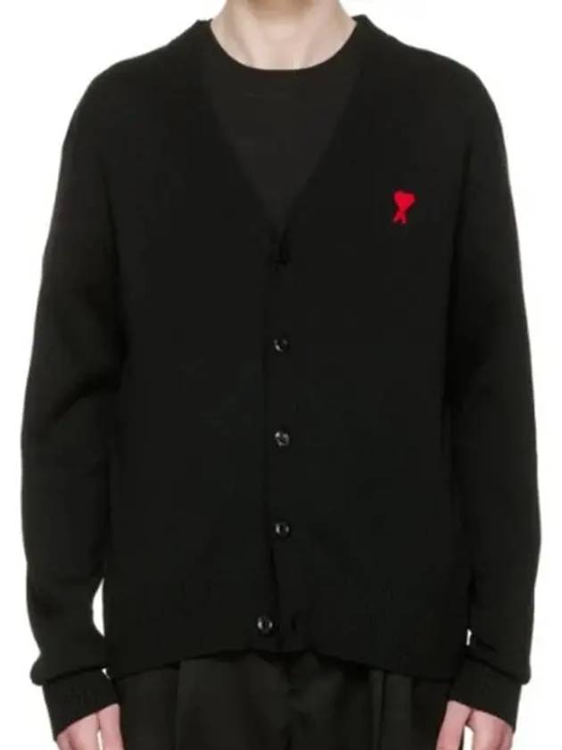 DE COEUR Yneck heart logo knit cardigan - AMI - BALAAN 1