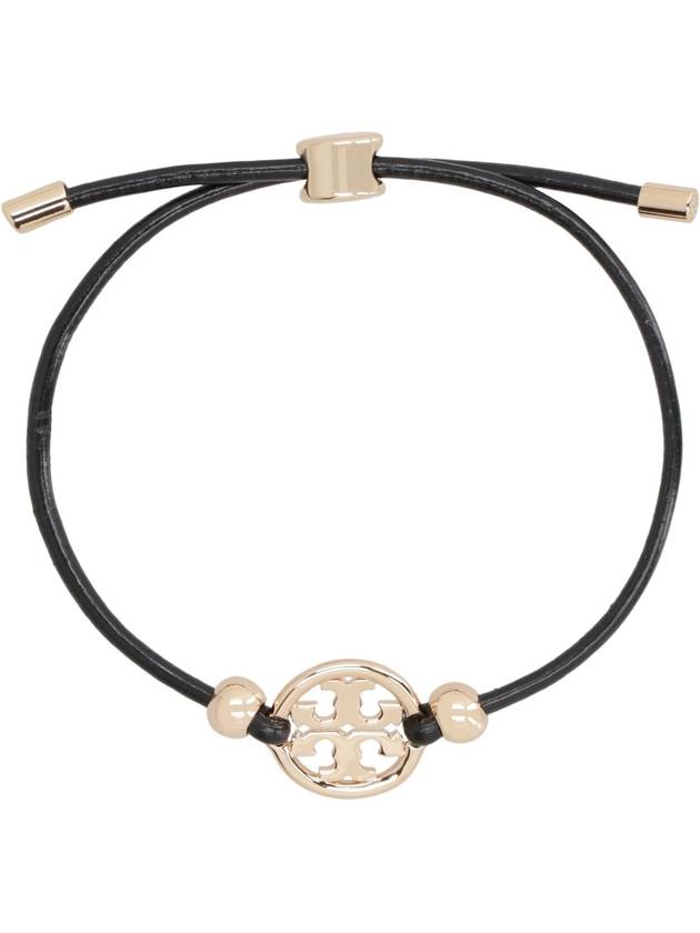 Miller Logo Charm Slider Leather Bracelet Black - TORY BURCH - BALAAN 3