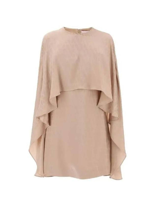 Toile Iconographe Crewneck Silk Mini Dress Beige - VALENTINO - BALAAN 2