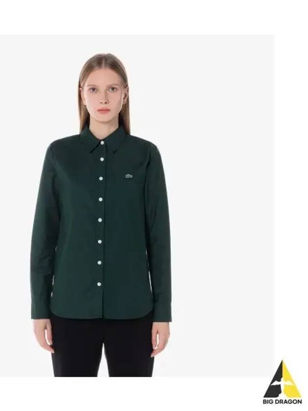 Women s Basic Oxford Stretch Shirt Deep Green - LACOSTE - BALAAN 1