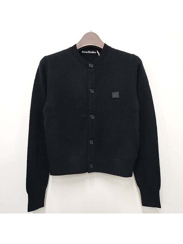 Face Patch Crop Cardigan Black - ACNE STUDIOS - BALAAN 3