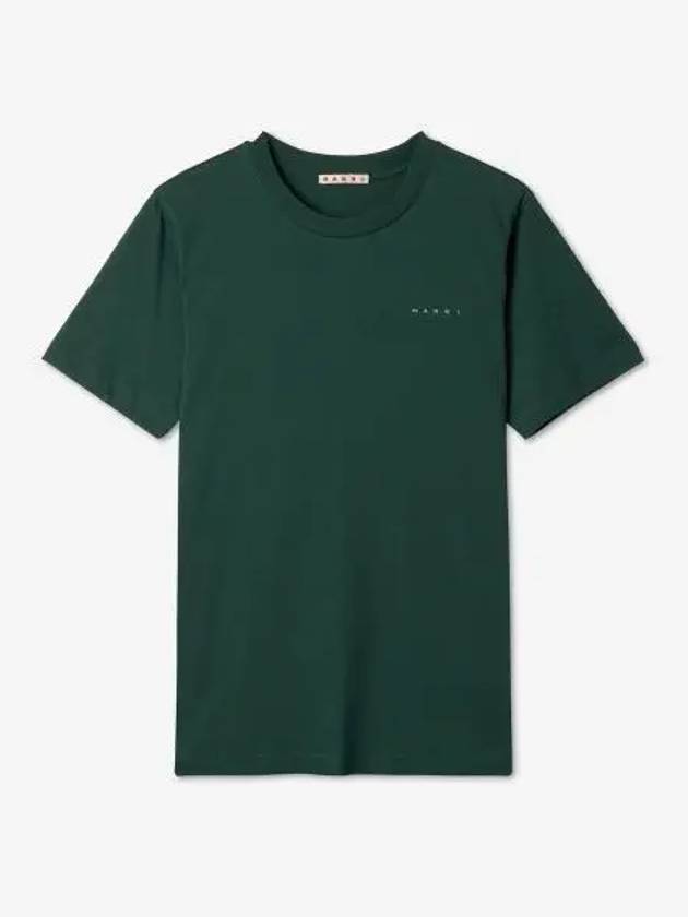 Logo Cotton Short Sleeve T-Shirt Green - MARNI - BALAAN 2