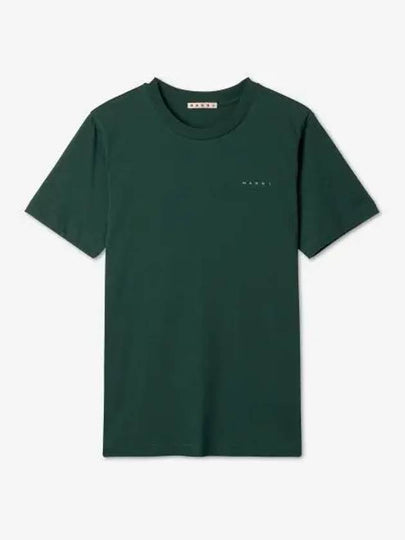 Logo Cotton Short Sleeve T-Shirt Green - MARNI - BALAAN 2