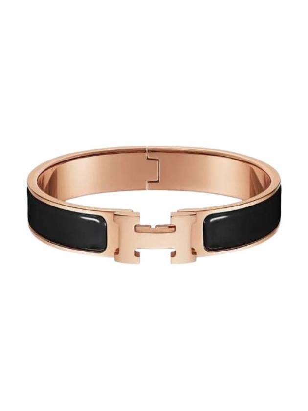 Clic H Bracelet Rose Gold Noir - HERMES - BALAAN 3