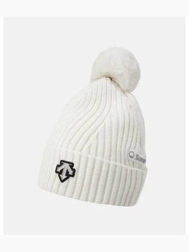 SWISS SKI Logo Patch Drop Beanie White SP423SKCN0 - DESCENTE - BALAAN 1