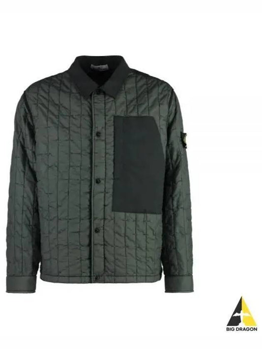 Men's Stella Wappen Patch Quilted Jacket Green - STONE ISLAND - BALAAN 2