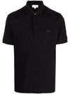 Men's Paris Regular Fit Stretch Cotton Pique Short Sleeve Polo Shirt Black - LACOSTE - BALAAN 1