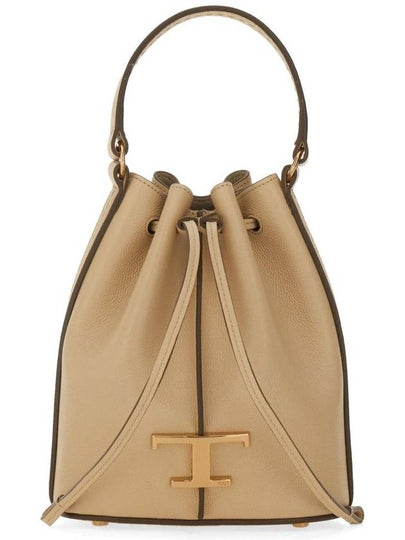 T Timeless Leather Micro Logo Bucket Bag Beige - TOD'S - BALAAN 2