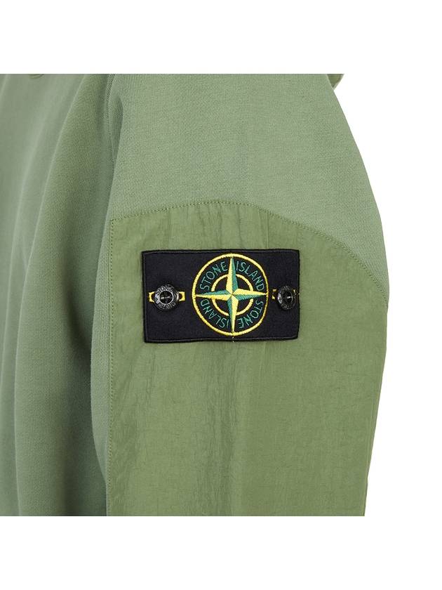 Garment Dyed Cotton Fleece Badge Hoodie Green - STONE ISLAND - BALAAN 10