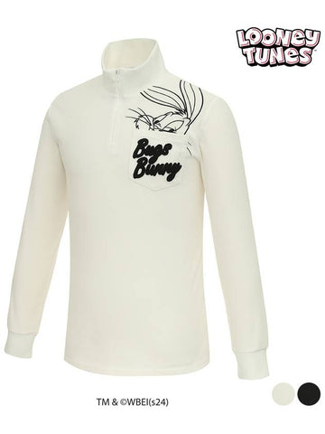 Men s Bugs Bunny Artwork Half Zip Up High Neck T Shirt SN7MTS021 - SPARKS - BALAAN 1