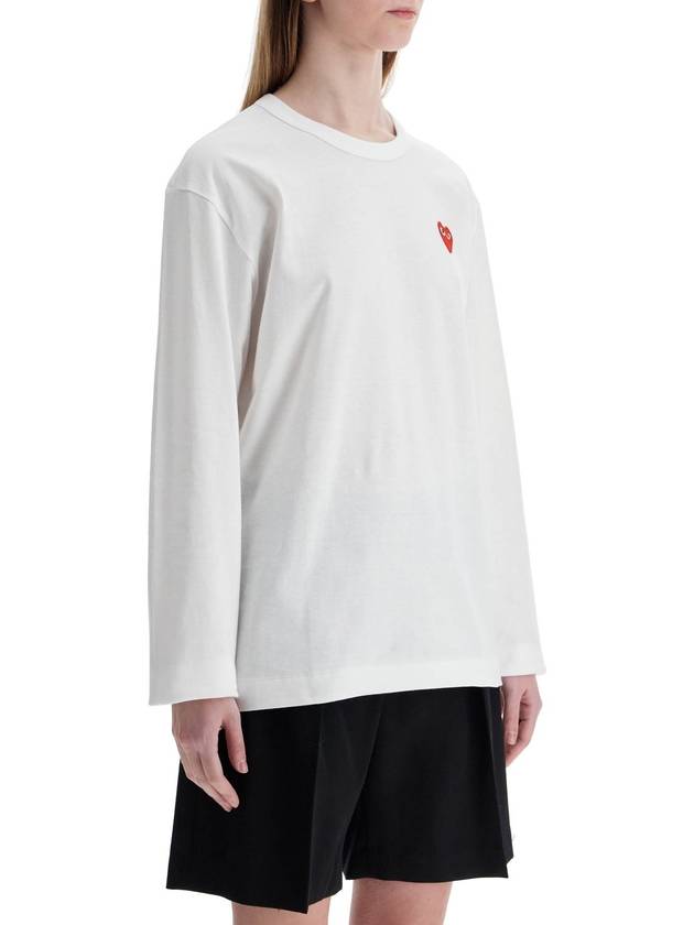 t-shirt unisex in cotone bianco con logo cuore rosso - COMME DES GARCONS PLAY - BALAAN 2