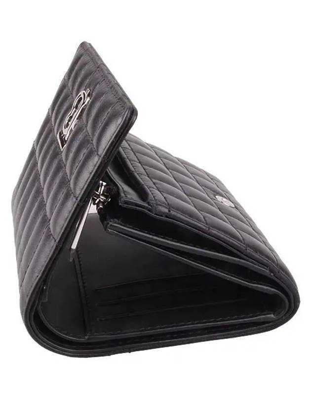 Lola Folding Small Quilted Leather Card Wallet Black Palladium - BURBERRY - BALAAN 6