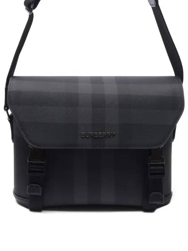 Signature Check Metal Logo Small Messenger Bag Grey Black - BURBERRY - BALAAN 2