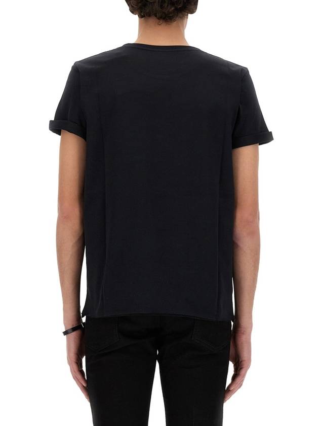 Men's Small Logo Short Sleeve T-Shirt Black - SAINT LAURENT - BALAAN 4