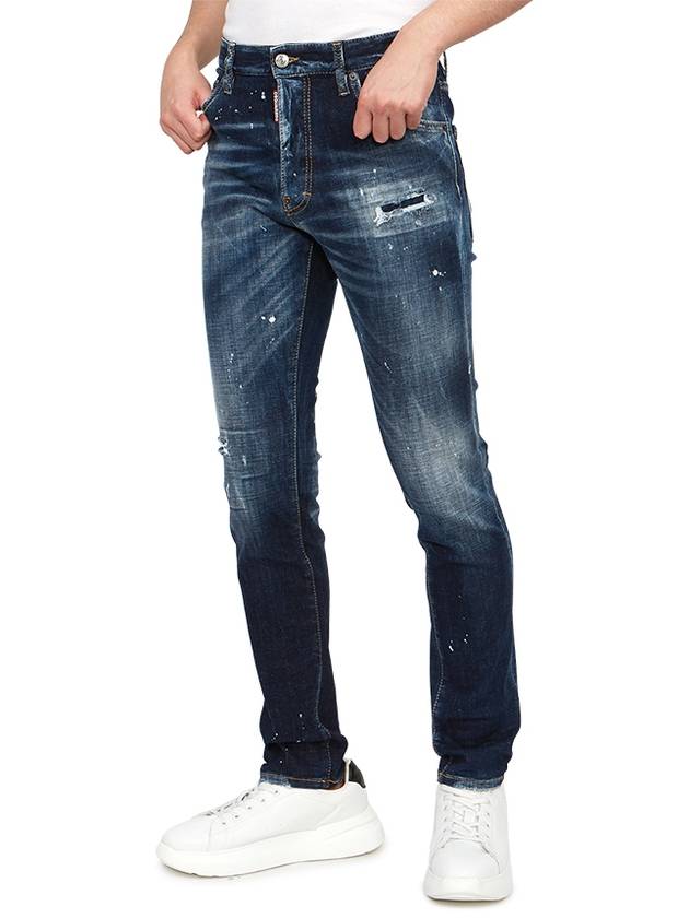 Logo Patch Denim Straight Jeans Dark Blue - DSQUARED2 - BALAAN 6