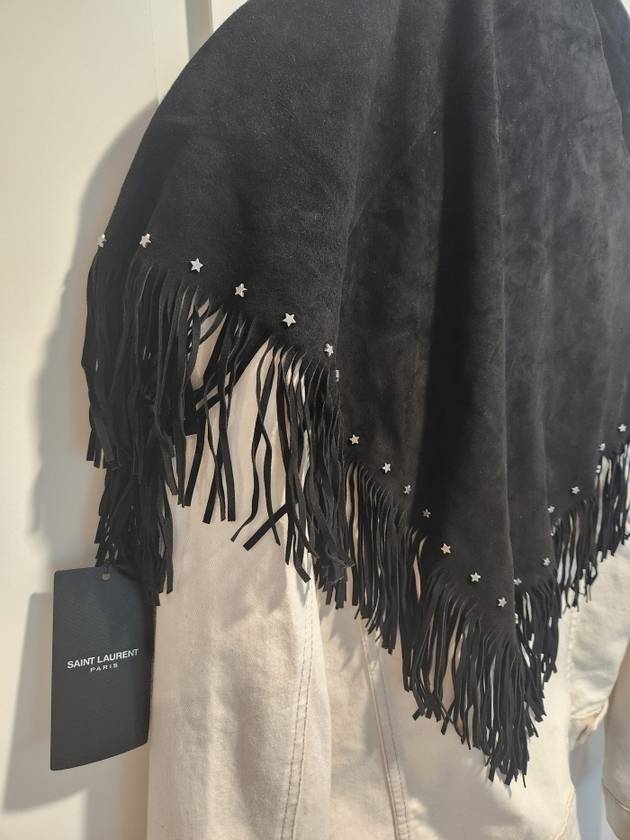 black triangle suede tassel scarf - SAINT LAURENT - BALAAN 7