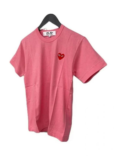 P1T272 000 3 Heart Logo Short Sleeve T Shirt Red Comme des Garcons - COMME DES GARCONS - BALAAN 2