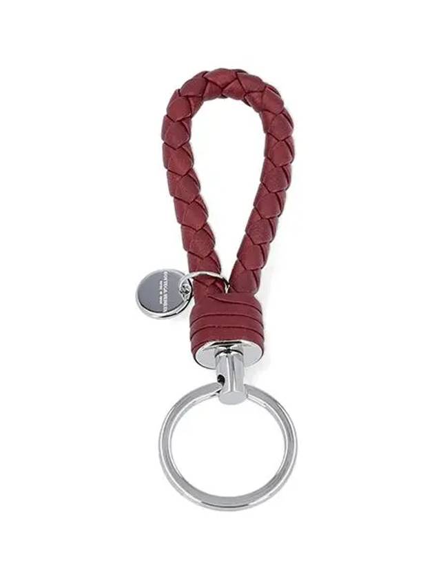 Intrecciato Leather Key Holder Burgundy - BOTTEGA VENETA - BALAAN 3